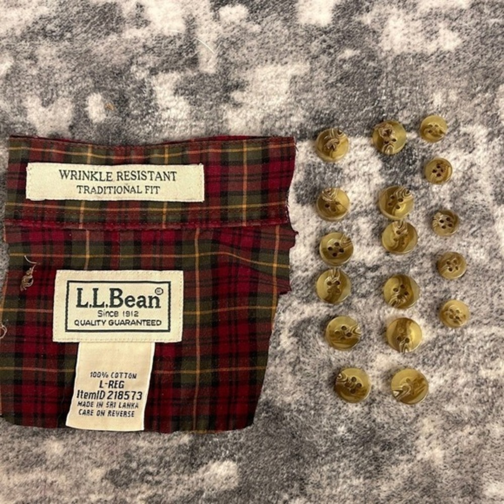 Authentic LL Bean Replacement Buttons 100% Cotton Shirt3 Wrinkle Resistant